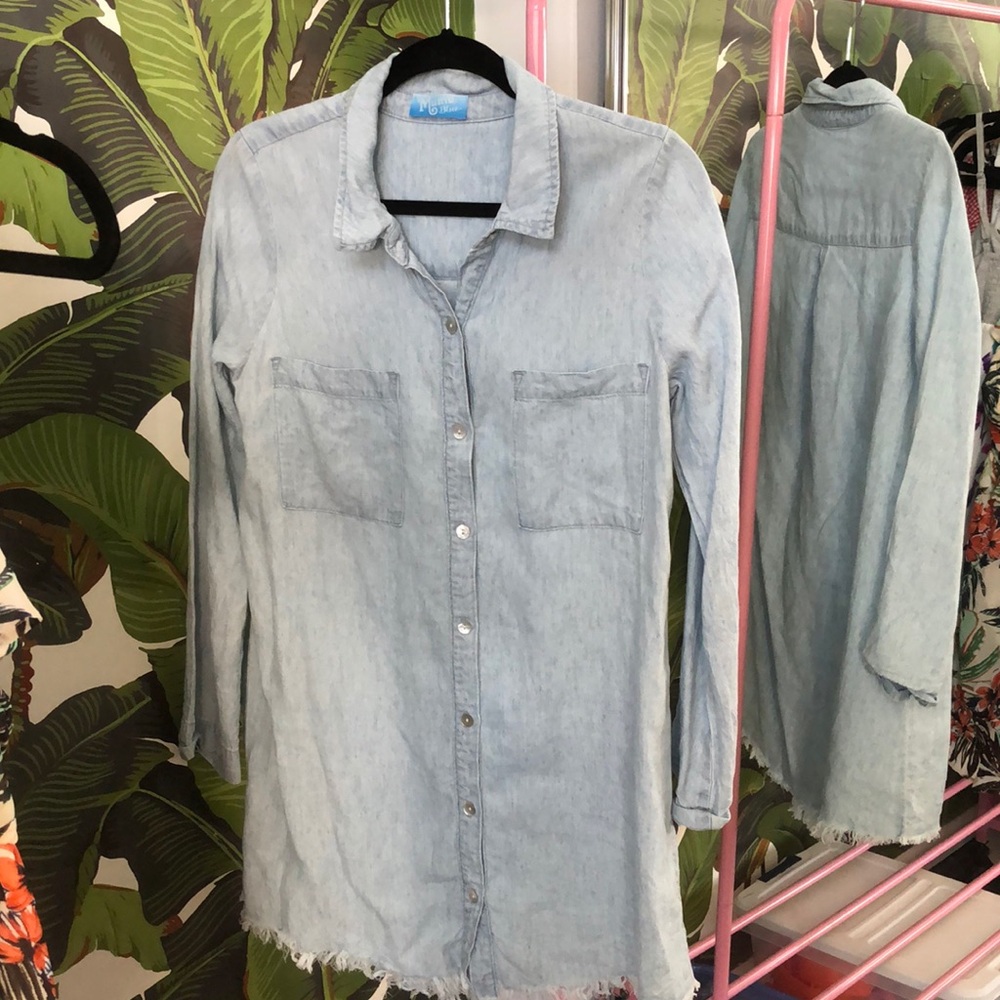Show Me Your Mumu Chambray Collared Shirt Dress